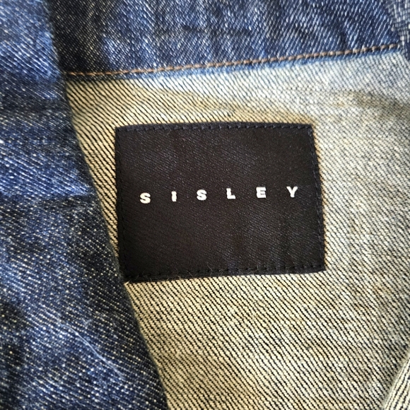 Sisley jean jacket size M denim blue button front trucker style Italy - Picture 9 of 11